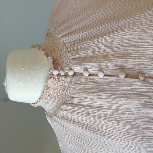 Eloquii Half Button Blouson Shift Dress Beige 24 casual bohemian summer plus - Picture 4 of 9